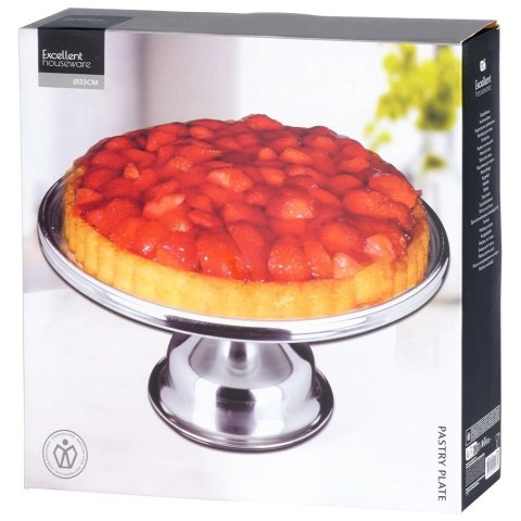 Patera na Tort Ciasto Stalowa na Nóżce Ozdobna ORION 33 cm