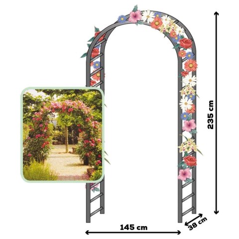Pergola Ogrodowa Dekoracyjna Łuk Drabinka Metalowa Solidna VILDE 145x235 cm