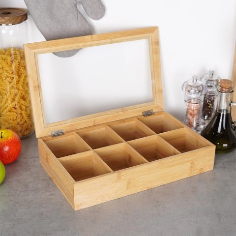 Pojemnik Organizer na Herbatę Bambusowy EXCELLENT HOUSEWARE 32x20x6,5 cm