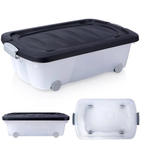 Pojemnik Organizer z Pokrywką pod Łóżko na Kółkach Niski VILDE 24 l