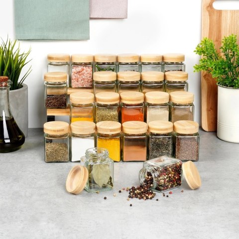 Pojemnik na przyprawy szklany 100 ml 24 szt. + 90 naklejek