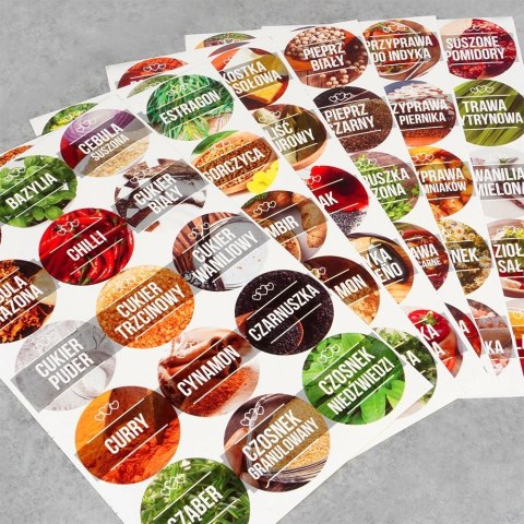 Pojemnik na przyprawy szklany 100 ml 24 szt. + 90 naklejek