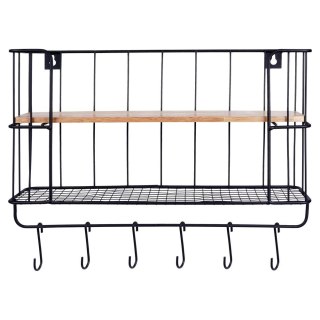 Półka Kuchenna z Wieszakami Metalowa Loft Czarna VILDE 41 x 12 x 25,5 cm