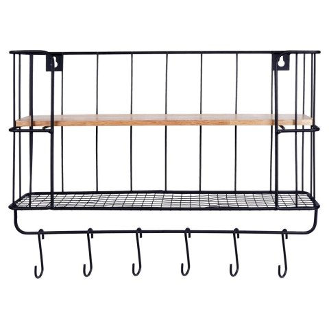 Półka Kuchenna z Wieszakami Metalowa Loft Czarna VILDE 41 x 12 x 25,5 cm