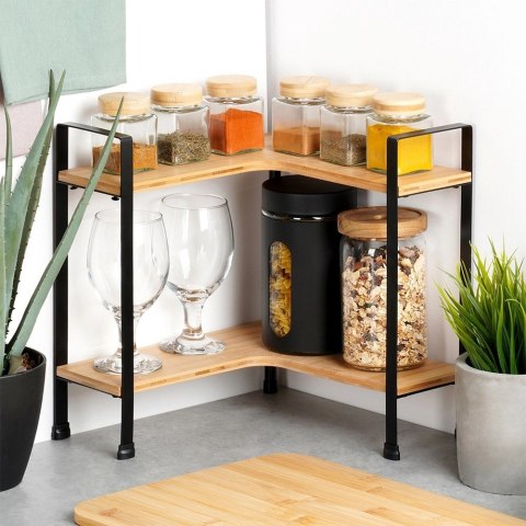 Półka kuchenna drewniana narożna 2-poziomowa 29,5x29,5x33,5 cm