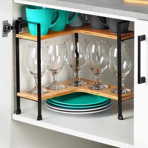 Półka kuchenna drewniana narożna 2-poziomowa 29,5x29,5x33,5 cm