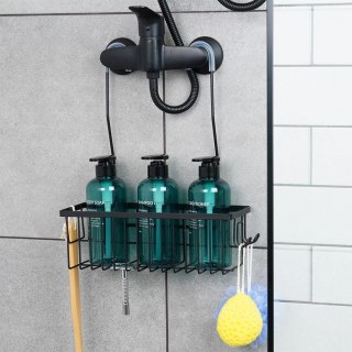 Półka pod Prysznic Zawieszana Metalowa Czarna Solidna VILDE 33,5x12,5x38 cm