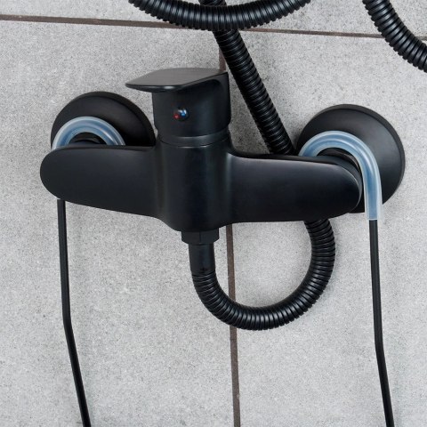 Półka pod Prysznic Zawieszana Metalowa Czarna Solidna VILDE 33,5x12,5x38 cm