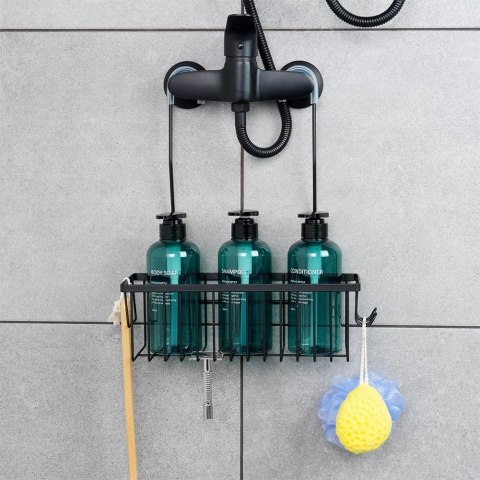 Półka pod Prysznic Zawieszana Metalowa Czarna Solidna VILDE 33,5x12,5x38 cm