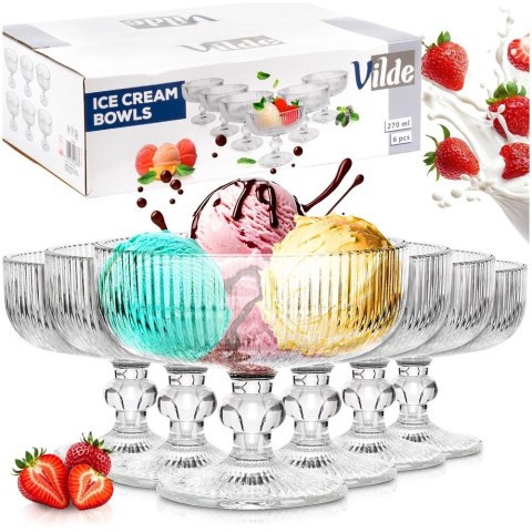 Pucharki do lodów szklane 270 ml 6 szt.