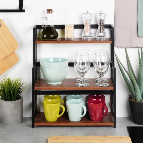 Regał Półka Kuchenna 3-Poziomowa Drewniana Solidna VILDE 41,5x18,5x50 cm