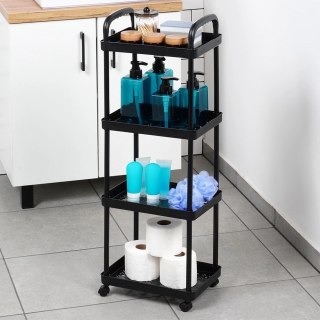 Regał na kółkach czarny 4-poziomowy 30x21x86 cm