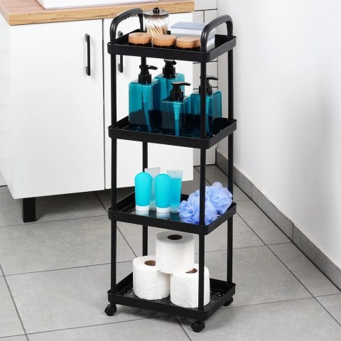 Regał na kółkach czarny 4-poziomowy 30x21x86 cm