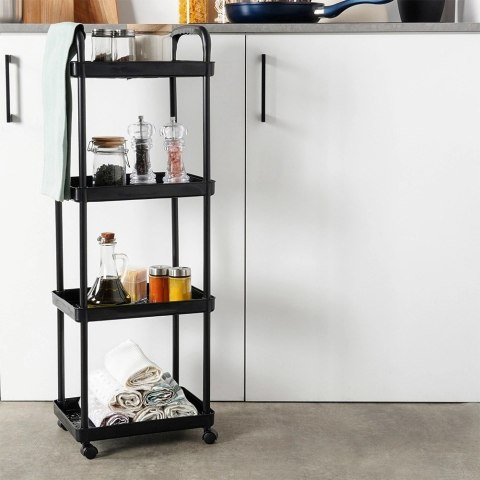 Regał na kółkach czarny 4-poziomowy 30x21x86 cm