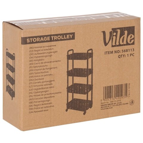 Regał na kółkach czarny 4-poziomowy 30x21x86 cm