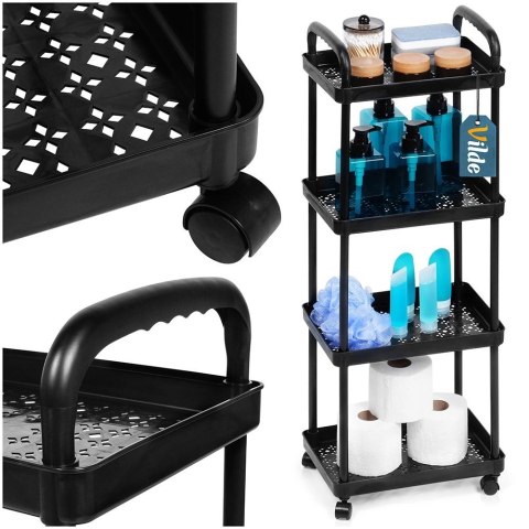 Regał na kółkach czarny 4-poziomowy 30x21x86 cm