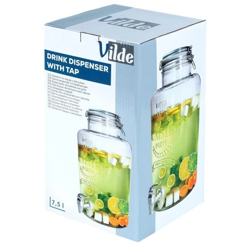 Słój Dozownik Dyspenser do Napojów z Kranikiem Pokrywką Szklany VILDE 8 L