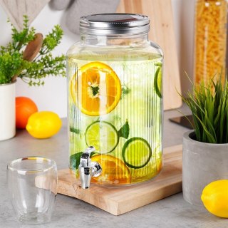 Słój Dozownik do Napojów z Kranikiem Srebrnym Stojakiem Szklany VILDE 6,2 L