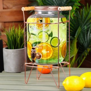 Słój Dozownik do Napojów z Kranikiem Złotym Stojakiem Szklany VILDE 4,2 L