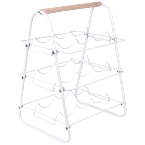 Stojak na Wino Dekoracyjny Metalowy Biały 9 Butelek HOUSEWARE 33x29x46 cm