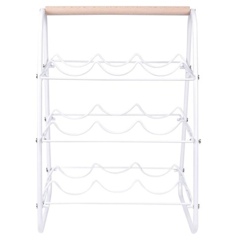 Stojak na Wino Dekoracyjny Metalowy Biały 9 Butelek HOUSEWARE 33x29x46 cm