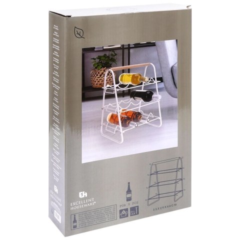 Stojak na Wino Dekoracyjny Metalowy Biały 9 Butelek HOUSEWARE 33x29x46 cm