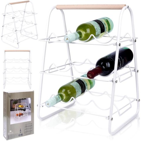 Stojak na Wino Dekoracyjny Metalowy Biały 9 Butelek HOUSEWARE 33x29x46 cm