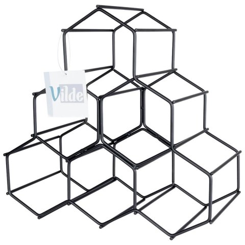 Stojak na Wino Metalowy Czarny 6 Butelek VILDE 29,5x28,5 cm