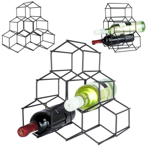 Stojak na Wino Metalowy Czarny 6 Butelek VILDE 29,5x28,5 cm