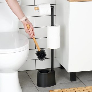 Stojak na papier toaletowy ze szczotką czarny 66 cm