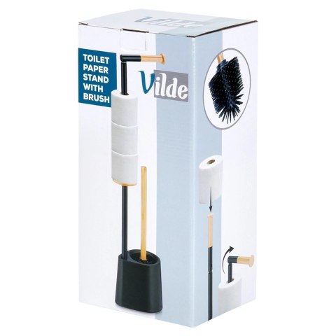Stojak na papier toaletowy ze szczotką czarny 66 cm