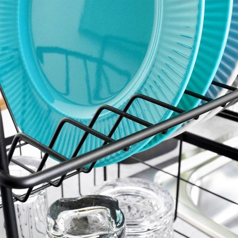 Suszarka do Naczyń na Talerze Sztućce 2-Poziomowa Czarna VILDE 48x29x28,5cm