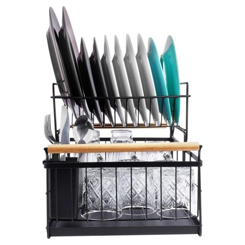 Suszarka do Naczyń na Talerze Sztućce 2-Poziomowa Czarna VILDE 48x29x28,5cm