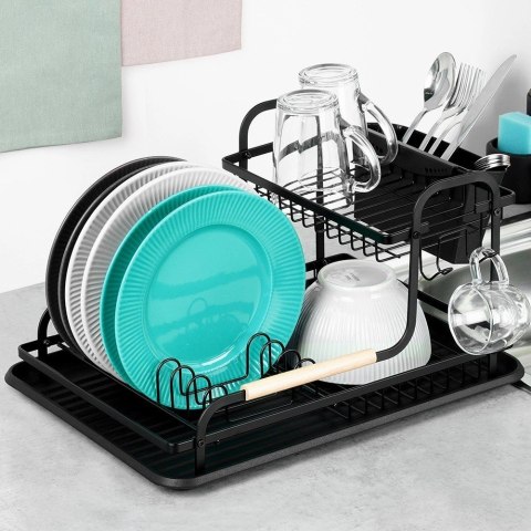 Suszarka do Naczyń na Talerze Sztućce 2-Poziomowa Czarna VILDE 48,5 x 32 cm
