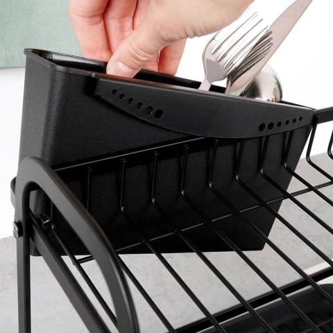 Suszarka do Naczyń na Talerze Sztućce 2-Poziomowa Czarna VILDE 48,5 x 32 cm