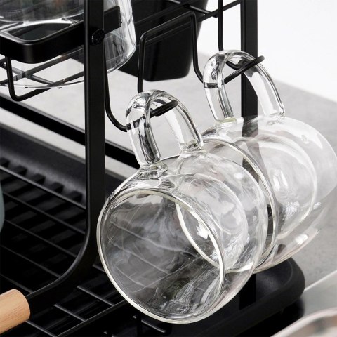 Suszarka do Naczyń na Talerze Sztućce 2-Poziomowa Czarna VILDE 48,5 x 32 cm