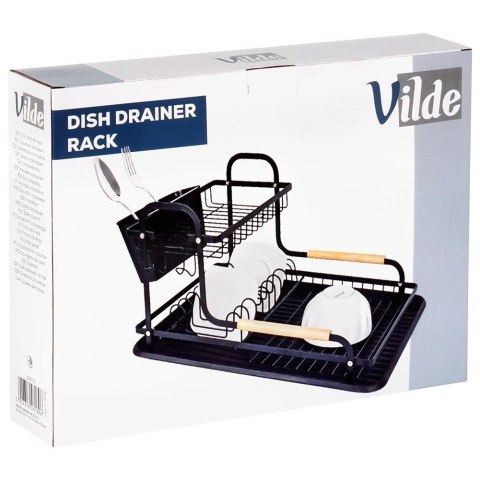 Suszarka do Naczyń na Talerze Sztućce 2-Poziomowa Czarna VILDE 48,5 x 32 cm