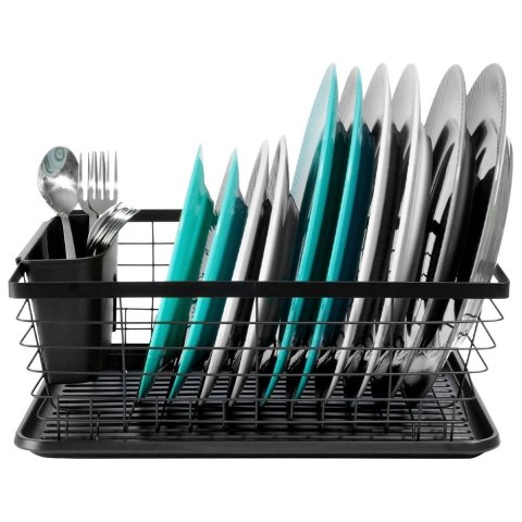 Suszarka do Naczyń na Talerze Sztućce Pojemna Czarna VILDE 36 x 30 x 14,5 cm