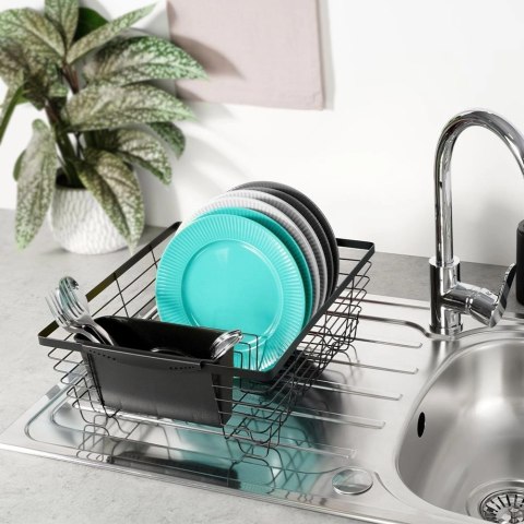 Suszarka do Naczyń na Talerze Sztućce Pojemna Czarna VILDE 36 x 30 x 14,5 cm