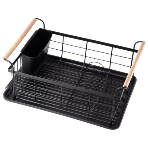 Suszarka do Naczyń na Talerze Sztućce Pojemna Czarna VILDE 42,5x29,5x19 cm