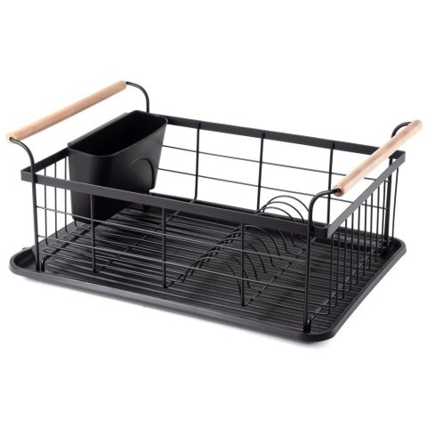 Suszarka do Naczyń na Talerze Sztućce Pojemna Czarna VILDE 42,5x29,5x19 cm