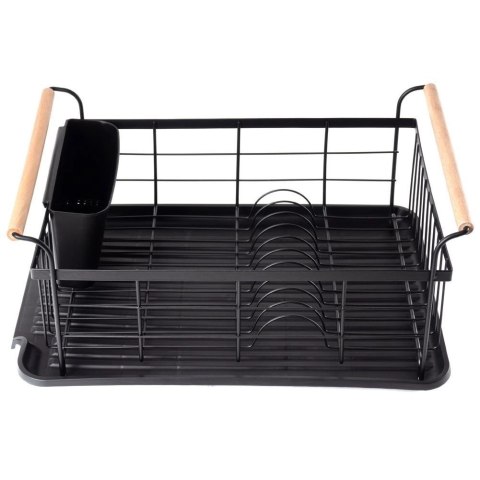 Suszarka do Naczyń na Talerze Sztućce Pojemna Czarna VILDE 42,5x29,5x19 cm