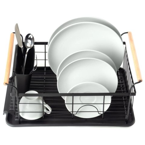Suszarka do Naczyń na Talerze Sztućce Pojemna Czarna VILDE 42,5x29,5x19 cm