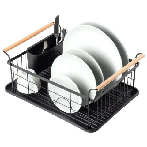 Suszarka do Naczyń na Talerze Sztućce Pojemna Czarna VILDE 42,5x29,5x19 cm