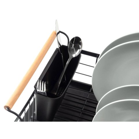 Suszarka do Naczyń na Talerze Sztućce Pojemna Czarna VILDE 42,5x29,5x19 cm