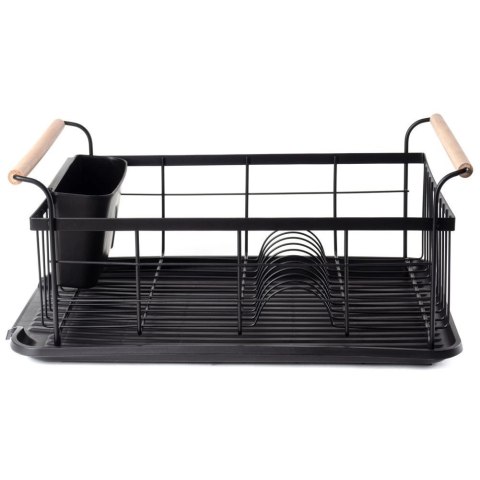Suszarka do Naczyń na Talerze Sztućce Pojemna Czarna VILDE 42,5x29,5x19 cm