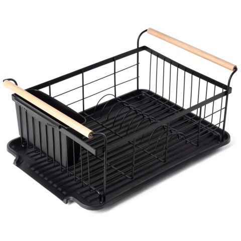 Suszarka do Naczyń na Talerze Sztućce Pojemna Czarna VILDE 42,5x29,5x19 cm