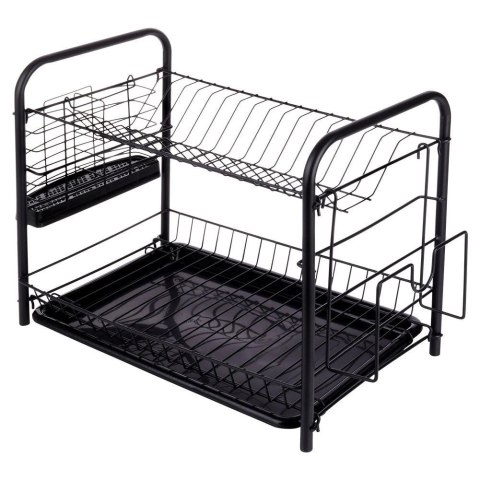 Suszarka na Naczynia 2-Poziomowa Czarna Pojemna VILDE 51,5 x 24,5 x 33 cm