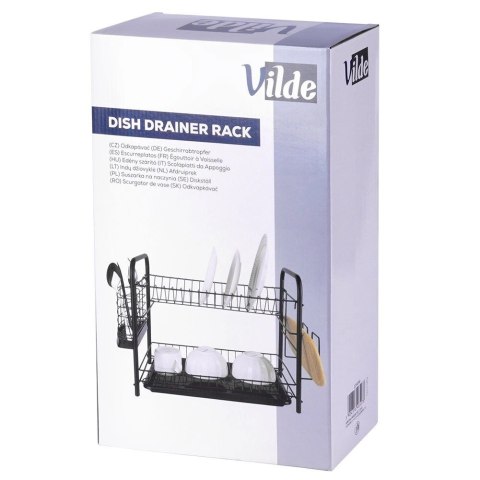 Suszarka na Naczynia 2-Poziomowa Czarna Pojemna VILDE 51,5 x 24,5 x 33 cm
