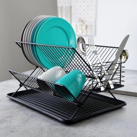 Suszarka na Naczynia Ociekacz do Naczyń Czarna VILDE 45 x 32 x 25,5 cm